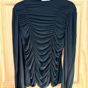 Grace Karin Black Ruched Blouse